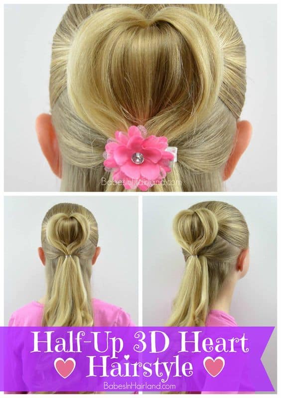 Half-Up 3D Heart Valentine’s Day Hairstyle
