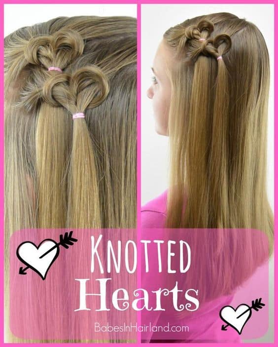 Knotted Hearts Hair Style for Kids