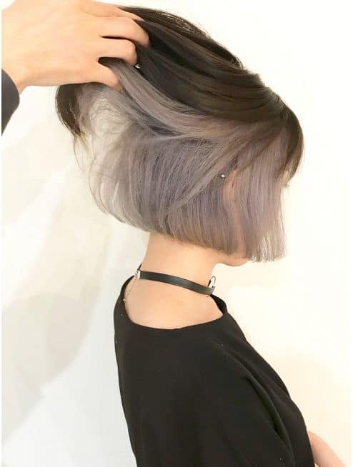 Short Beauty Underlight Grey Color Hairstyle