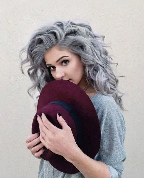 grey hairstyles in curly long hair very amazing
