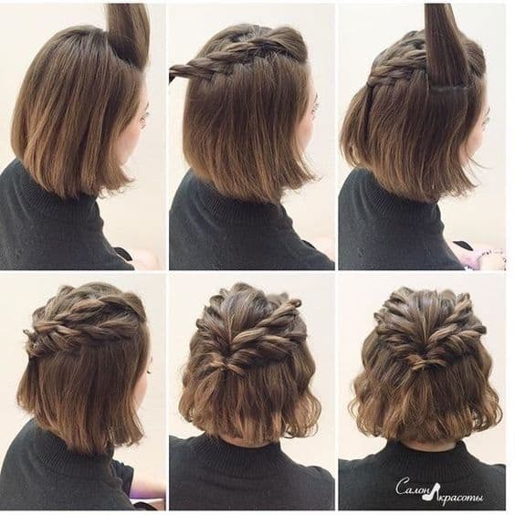 Braided Crown Hairstyle with Bob - 'Short Hairstyles 2019