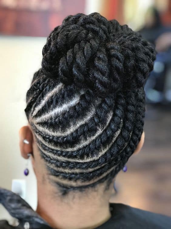 Flast twist hair updo protective style