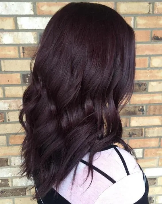 Bright Burgundy Balayage with Black Roots Two tone for Fall
