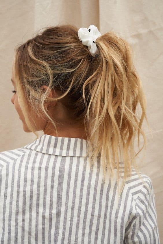 White Polka Dot Scrunchie hairstyle