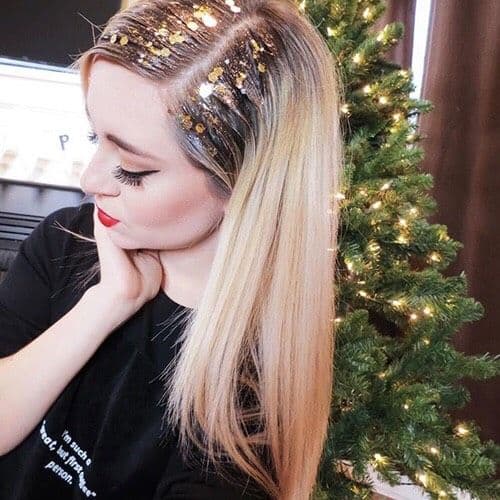 Holiday Parties Hair with Glitter Roots