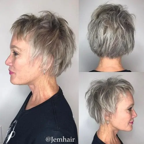 Liberated Grey Hair Shag for older women